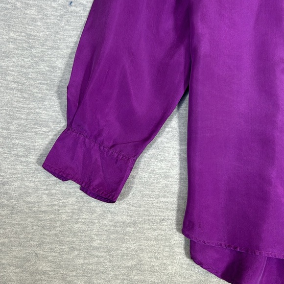 MONTAGE Silk Extra Long Oversized 2 Pocket Button Up Shirt - Picture 8 of 16